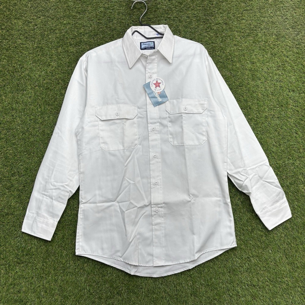 Vintage Fieldmaster Shirt Mens Medium USA Made White Button Up Dress NWT